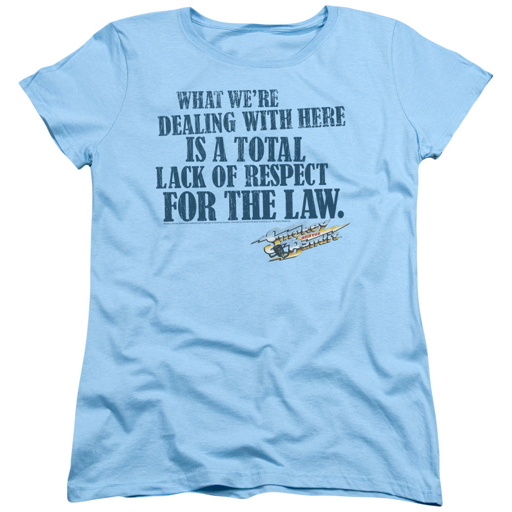 Smokey And The Bandit - Lack Of Respect - Short Sleeve Womens Tee - Light Blue T-shirt