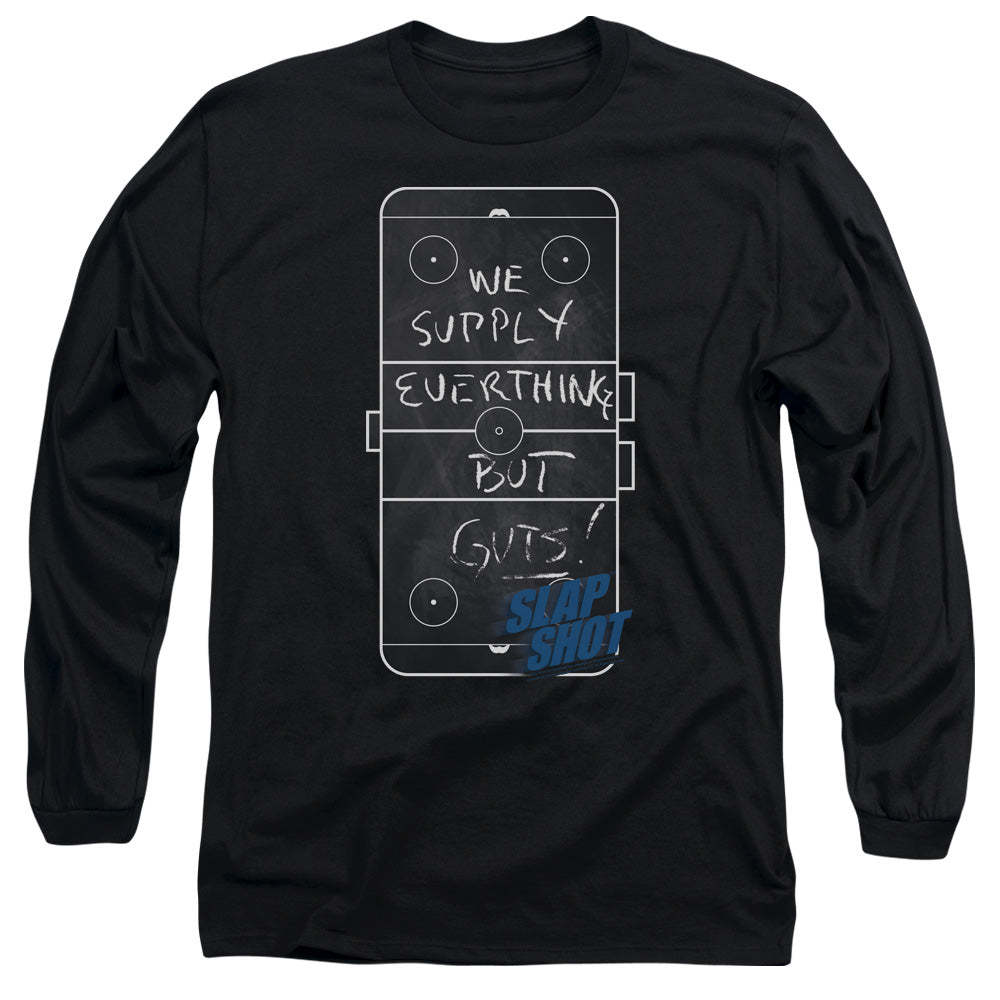 Slap Shot - Chalkboard - Long Sleeve Adult 18/1 - Black T-shirt