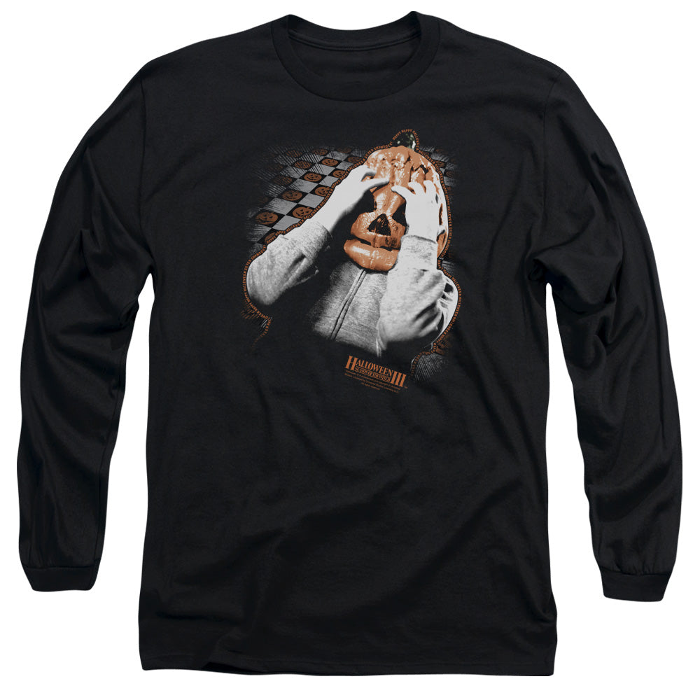 Halloween Iii - Pumpkin Mask - Long Sleeve Adult 18/1 - Black T-shirt