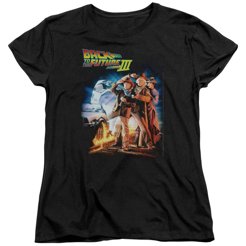 Back To The Future Iii - Poster - Short Sleeve Womens Tee - Black - Sm - Black T-shirt