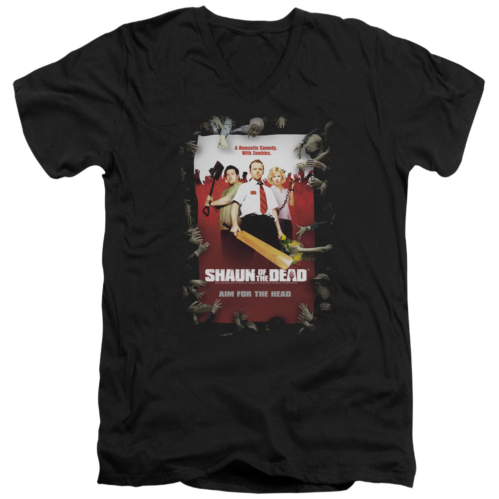 Shaun Of The Dead - Poster - Short Sleeve Adult V-neck - Black T-shirt