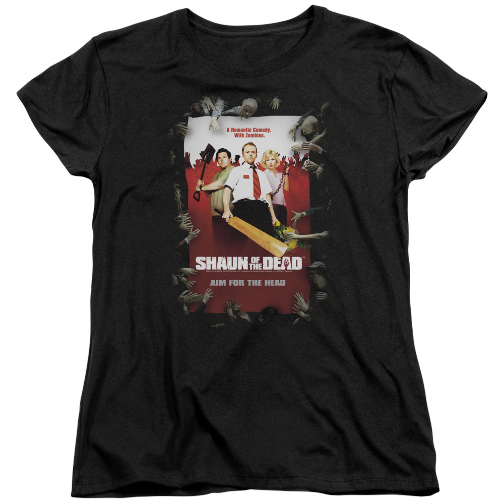 Shaun Of The Dead - Poster - Short Sleeve Womens Tee - Black T-shirt