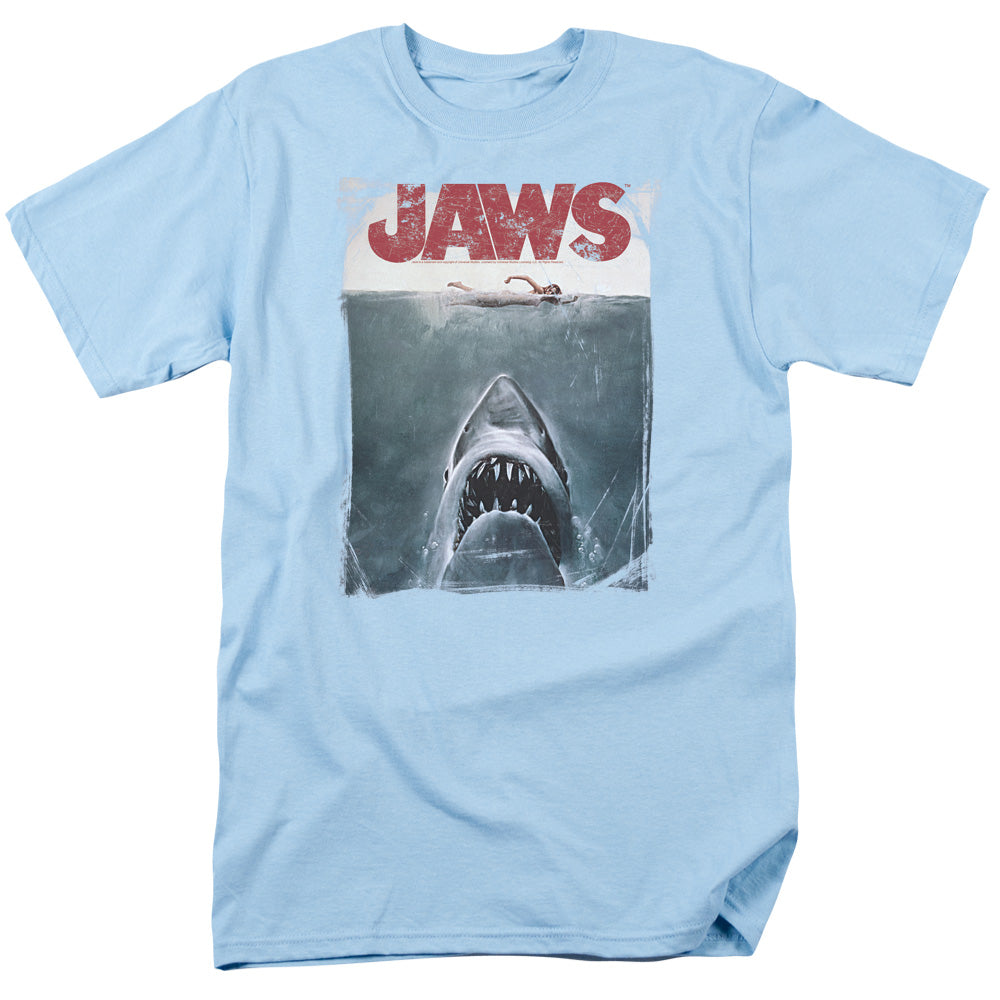 Jaws - Title - Short Sleeve Adult 18/1 - Light Blue T-shirt