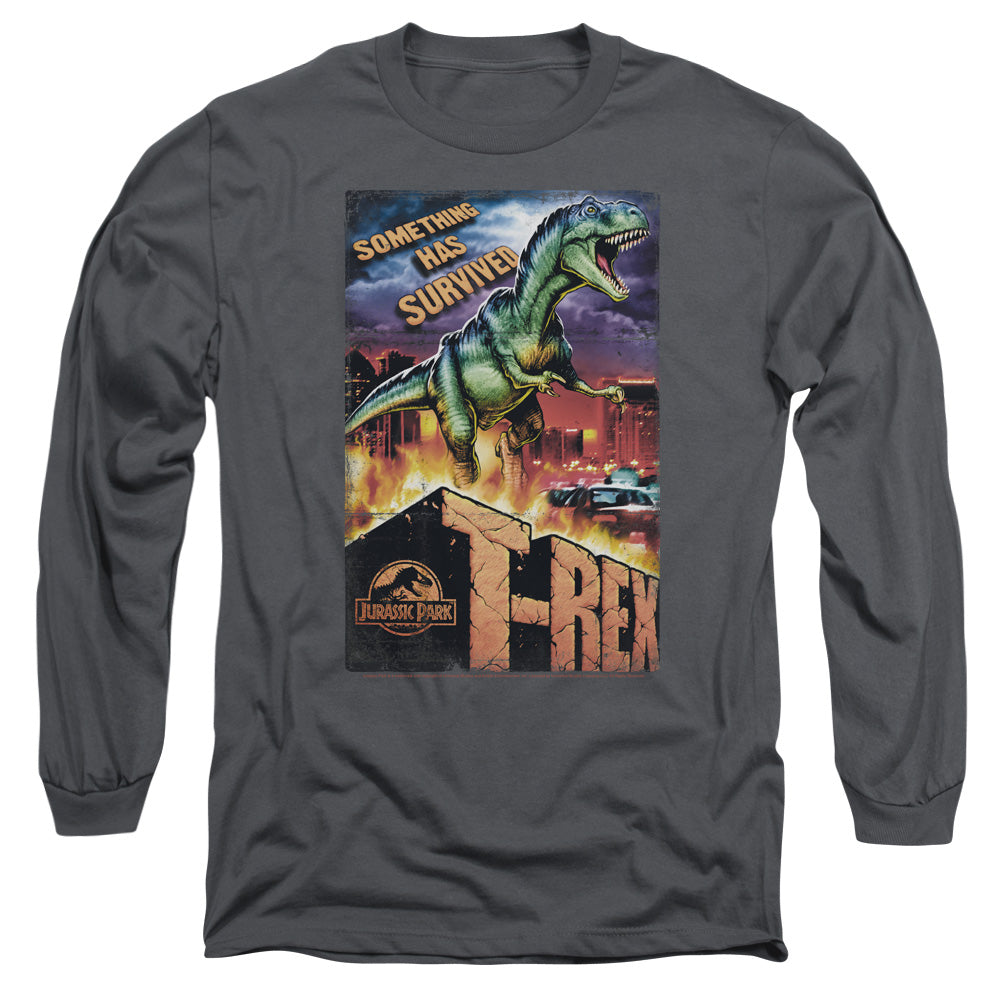 Jurassic Park - Rex In The City - Long Sleeve Adult 18/1 - Charcoal T-shirt