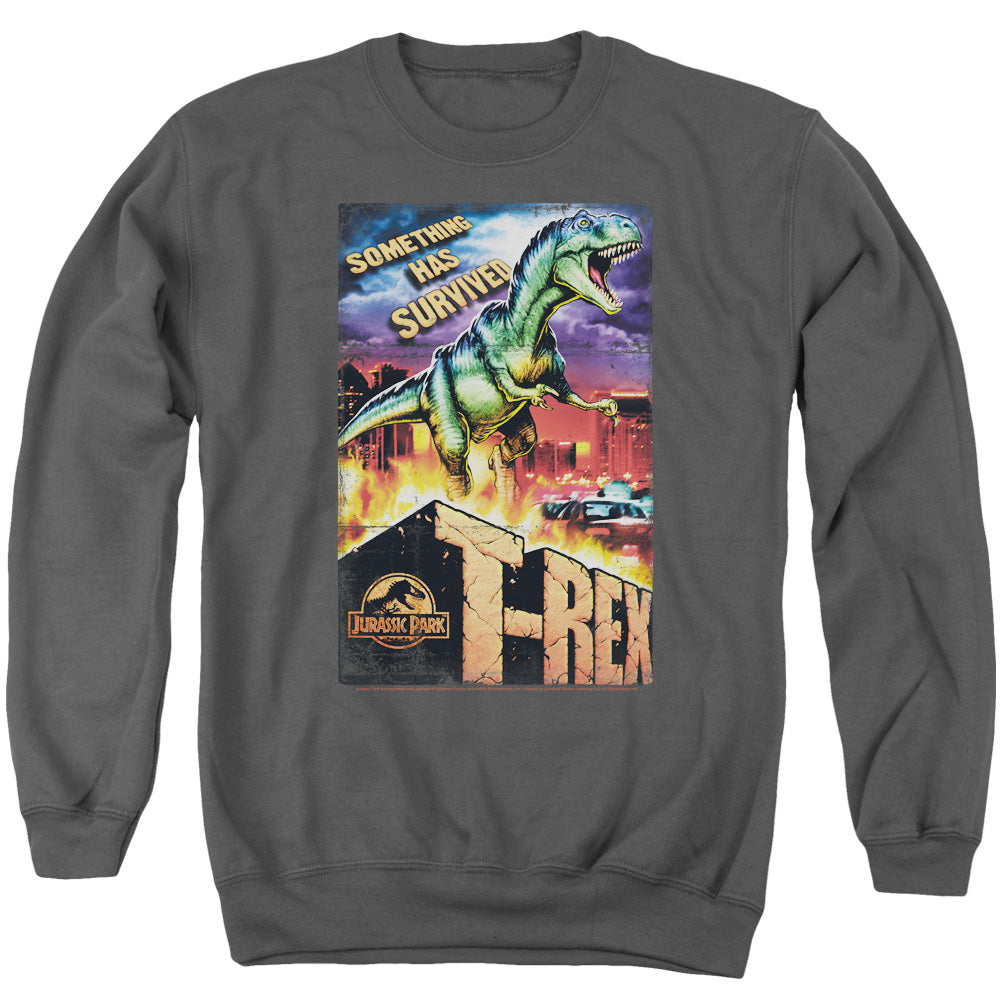 Jurassic Park - Rex In The City - Adult Crewneck Sweatshirt - Charcoal