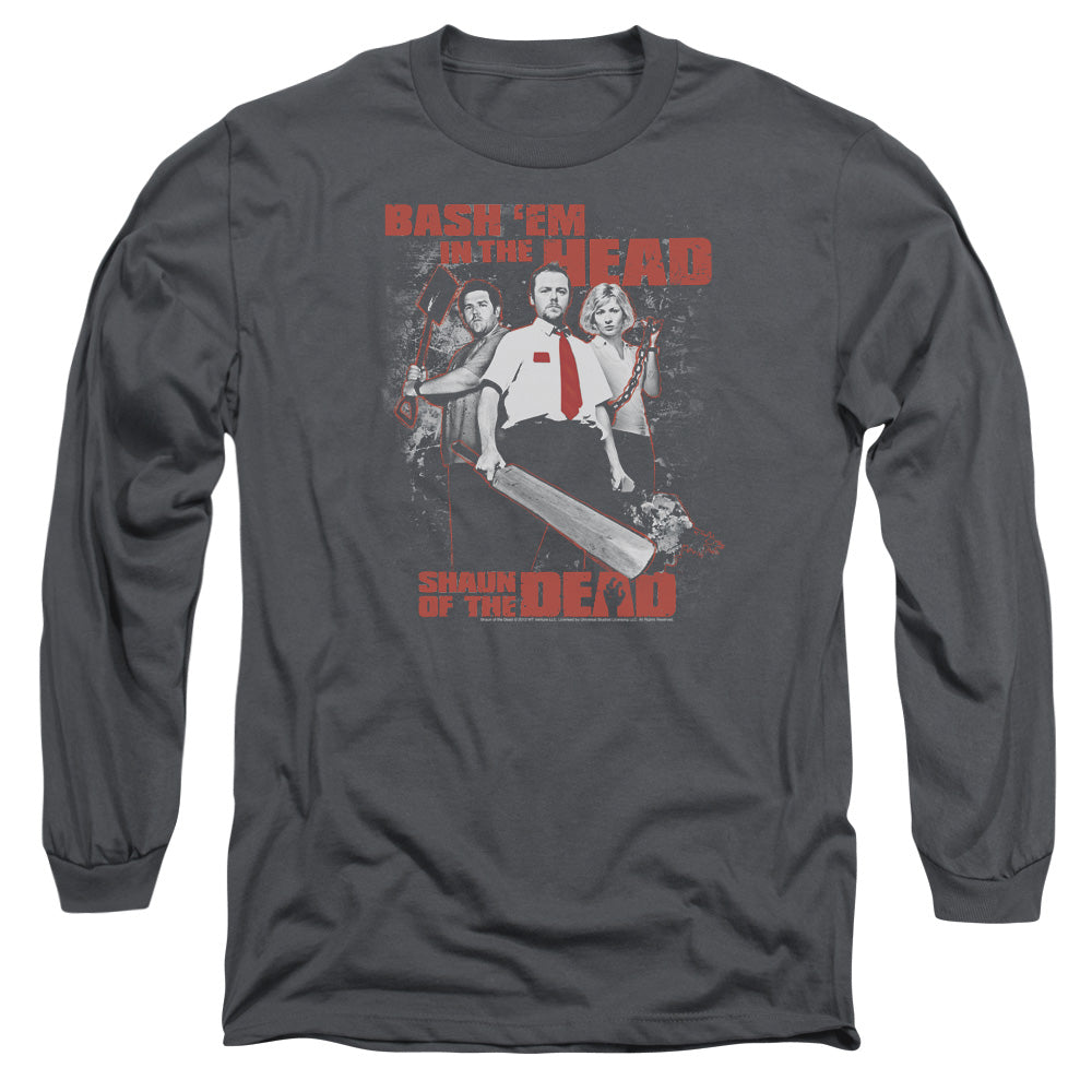 Shaun Of The Dead - Bash Em - Long Sleeve Adult 18/1 - Charcoal T-shirt