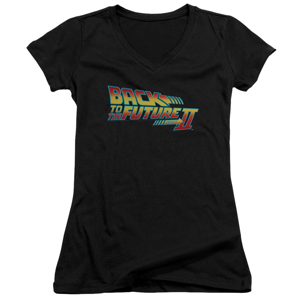 Back To The Future Ii - Logo - Junior V-neck - Black - Sm - Black