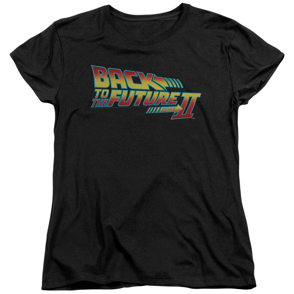 Back To The Future Ii - Logo - Short Sleeve Womens Tee - Black - Sm - Black T-shirt