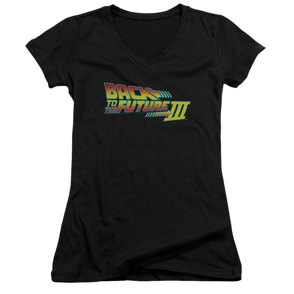 Back To The Future Iii - Logo - Junior V-neck - Black - Sm - Black