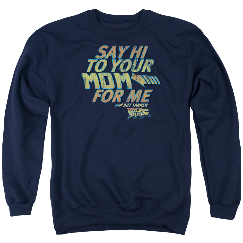 Back To The Future - Say Hi - Adult Crewneck Sweatshirt - Navy