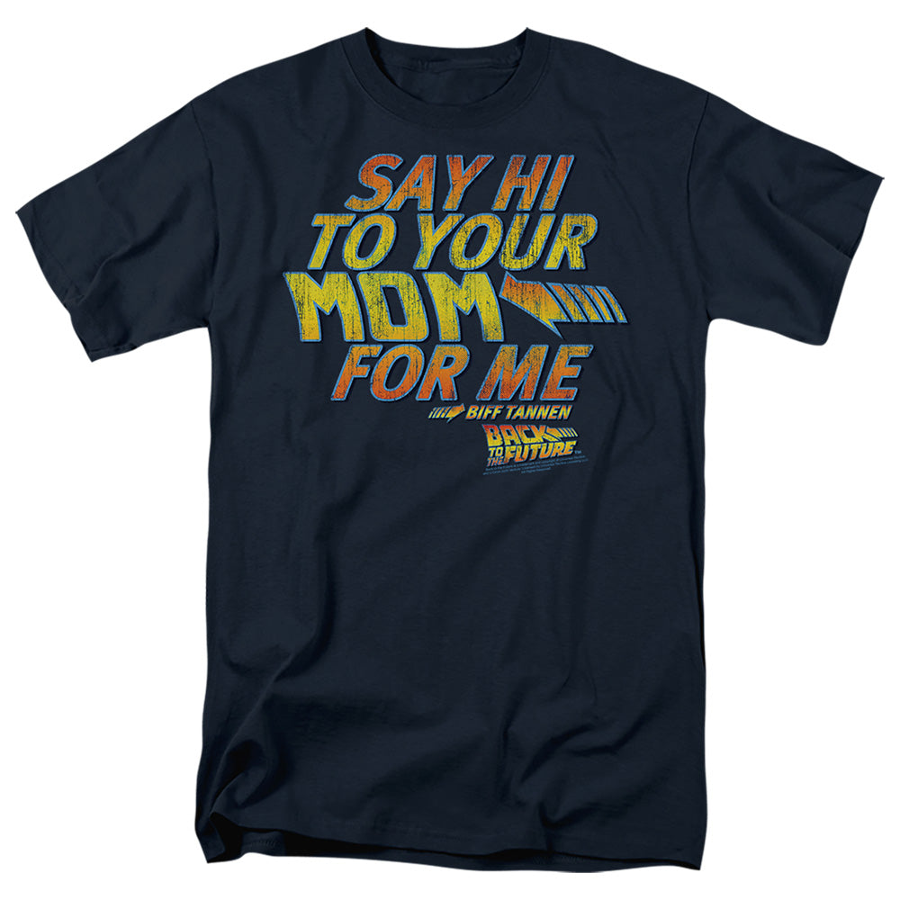 Back To The Future - Say Hi - Short Sleeve Adult 18/1 - Navy T-shirt