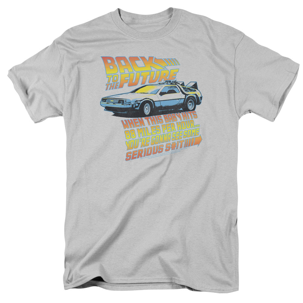 Back To The Future - 88 Mph - Short Sleeve Adult 18/1 - Silver T-shirt