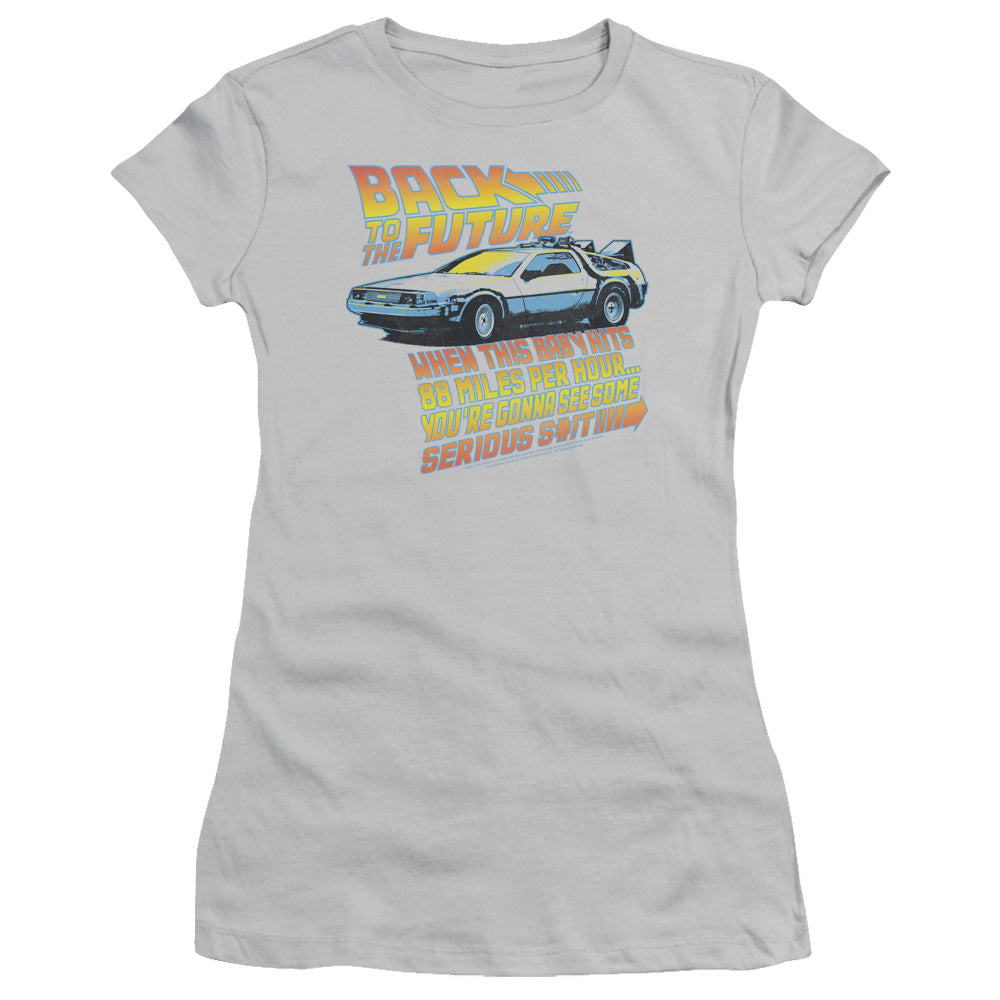 Back To The Future - 88 Mph - Short Sleeve Junior Sheer - Silver T-shirt