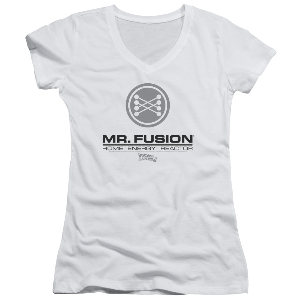 Back To The Future Ii Mr. Fusion Logo - Junior V-neck - White - Sm - White
