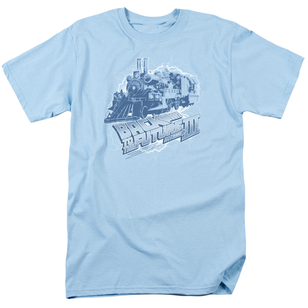 Back To The Future Iii - Time Train - Short Sleeve Adult 18/1 - Light Blue - Sm - Light Blue T-shirt