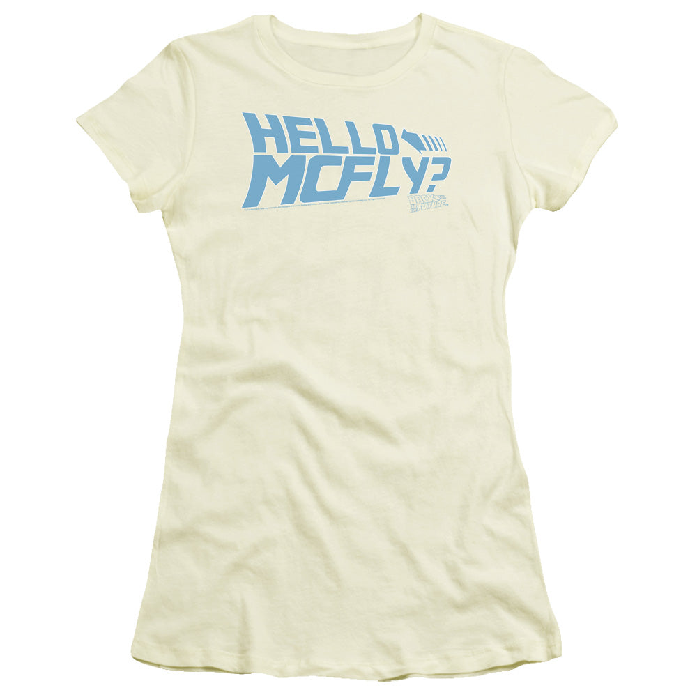 Back To The Future - Hello Mcfly - Short Sleeve Junior Sheer - Cream T-shirt