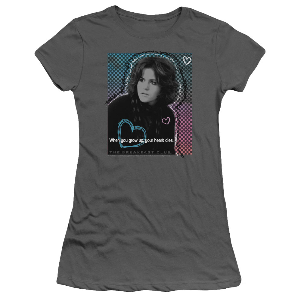 Breakfast Club - Heart Dies - Short Sleeve Junior Sheer - Charcoal - Sm - Charcoal T-shirt