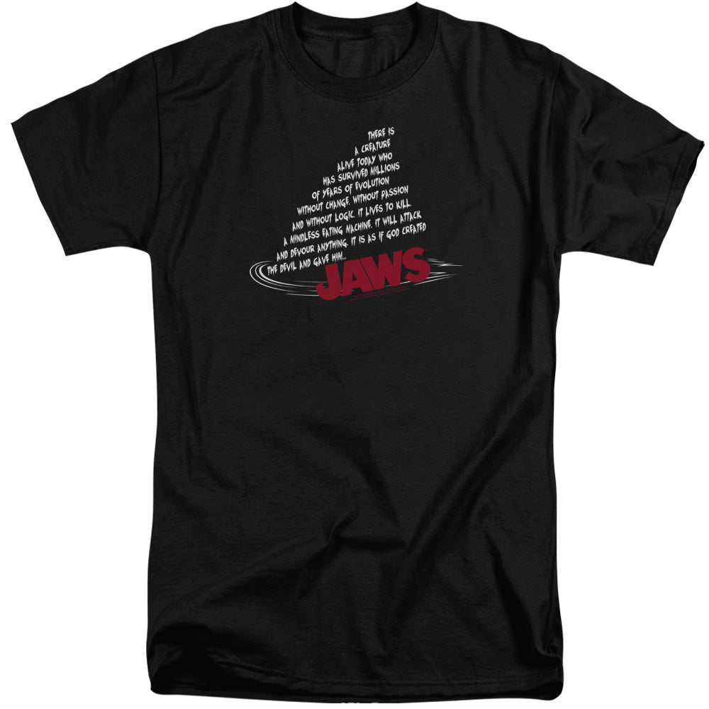 Jaws - Dorsal Text - Short Sleeve Adult Tall - Black T-shirt