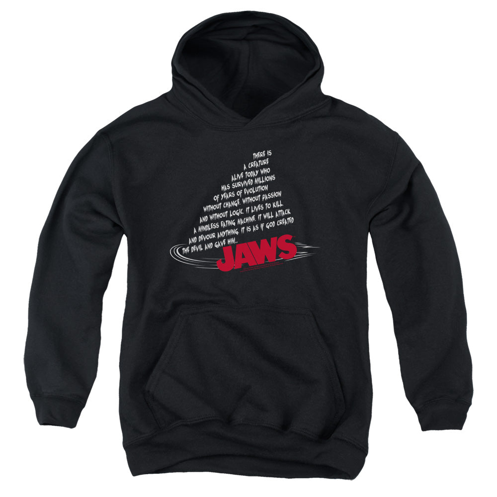 Jaws - Dorsal Text - Youth Pull-over Hoodie - Black