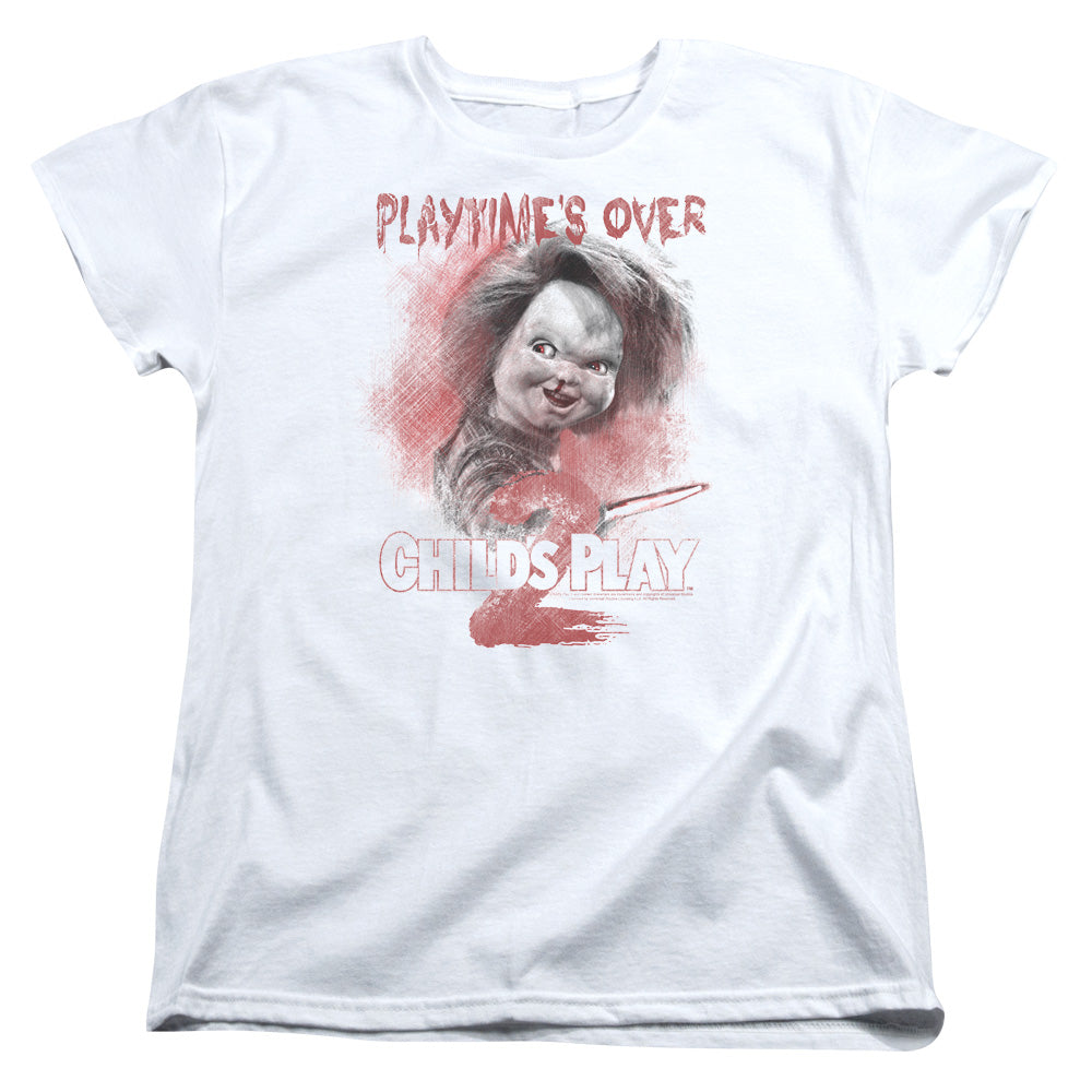 Childs Play 2 - Playtimes Over - Short Sleeve Womens Tee - White - Sm - White T-shirt