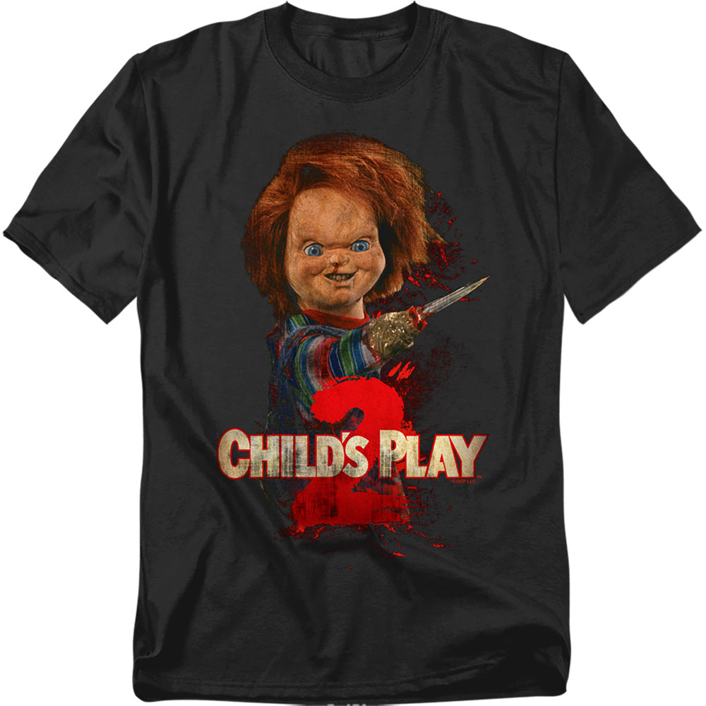 Childs Play 2 - Heres Chucky - Short Sleeve Adult 18/1 - Black T-shirt