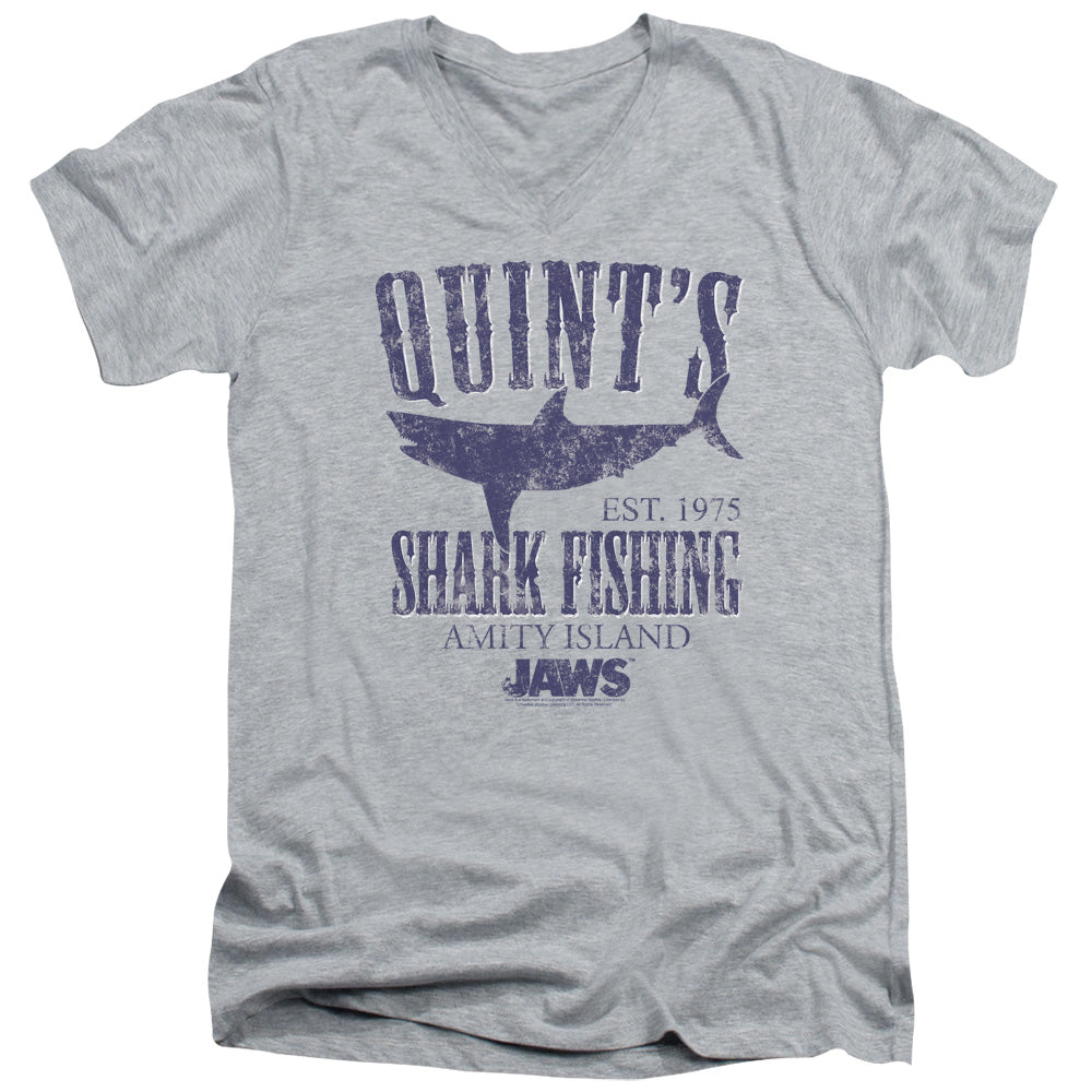 Jaws - Quints - Short Sleeve Adult V-neck 30/1 - Athletic Heather T-shirt