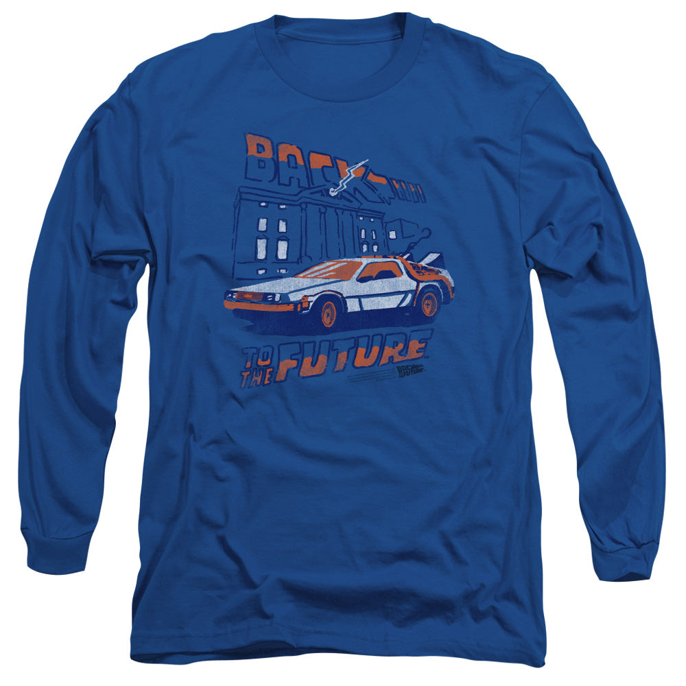 Back To The Future - Lightning Strikes - Long Sleeve Adult 18/1 - Royal Blue - Sm - Royal Blue T-shirt
