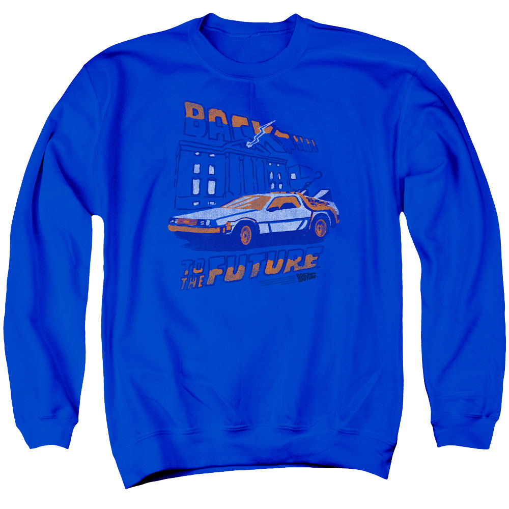 Back To The Future - Lightning Strikes - Adult Crewneck Sweatshirt - Royal Blue