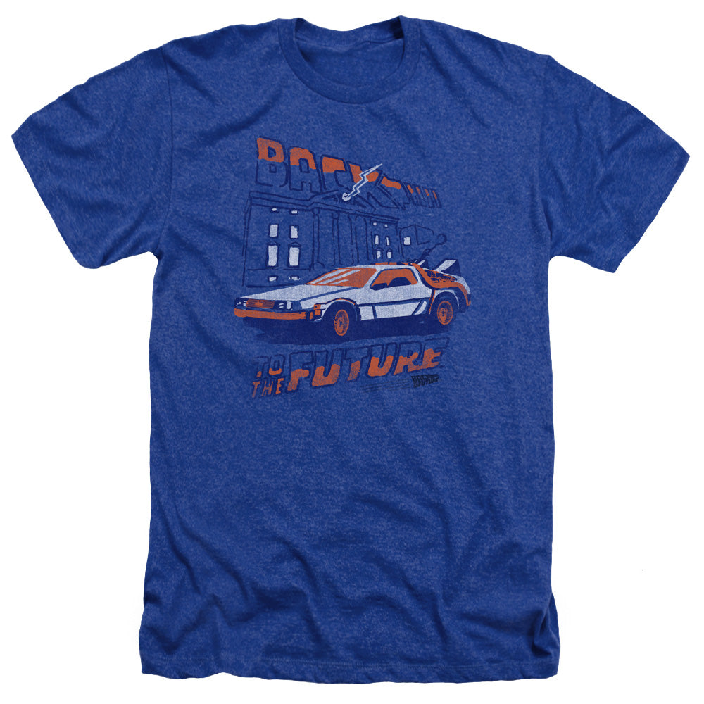 Back To The Future - Lightning Strikes - Adult Heather - Royal Blue - Sm - Royal Blue