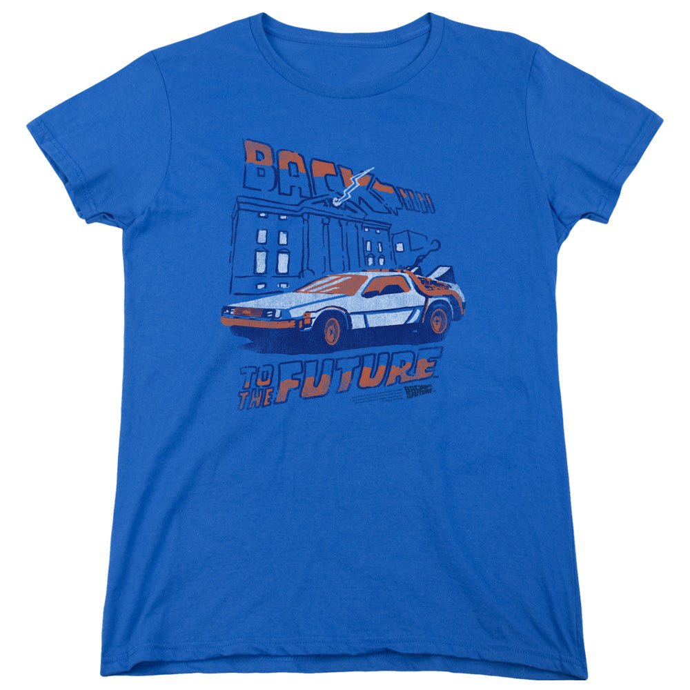 Back To The Future - Lightning Strikes - Short Sleeve Womens Tee - Royal Blue T-shirt