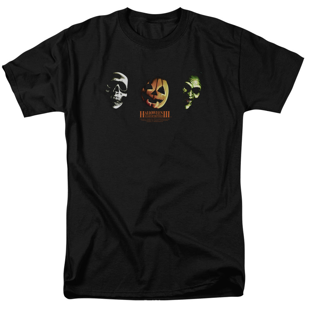 Halloween Iii - Three Masks - Short Sleeve Adult 18/1 - Black T-shirt