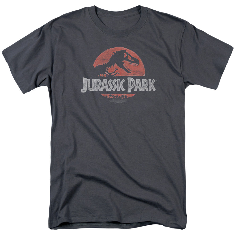 Jurassic Park - Faded Logo - Short Sleeve Adult 18/1 - Charcoal T-shirt