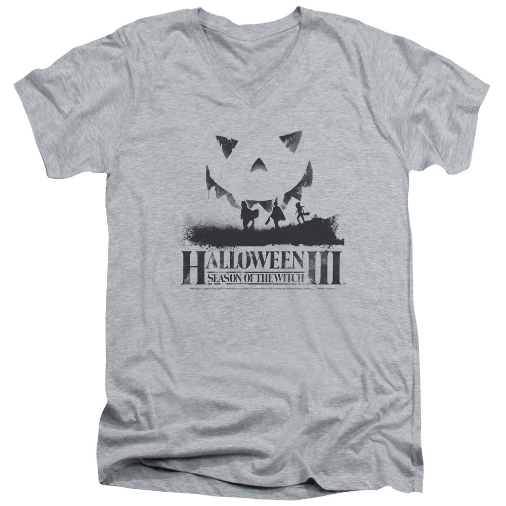 Halloween Iii - Silhouette - Short Sleeve Adult V-neck - Athletic Heather T-shirt