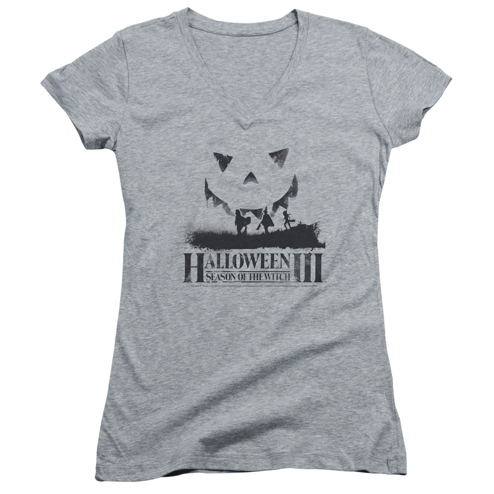Halloween Iii - Silhouette - Junior V-neck - Athletic Heather