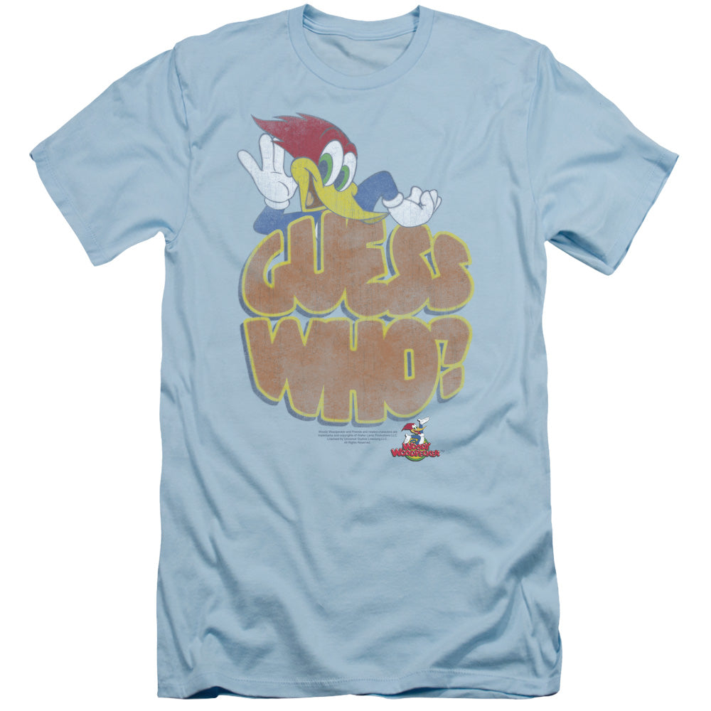 Woody Woodpecker - Guess Who - Short Sleeve Adult 30/1 - Light Blue T-shirt