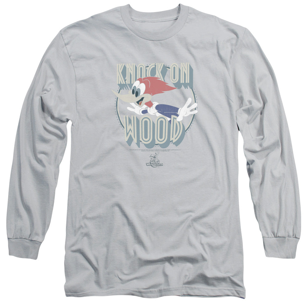 Woody Woodpecker - Knock On Wood - Long Sleeve Adult 18/1 - Silver T-shirt