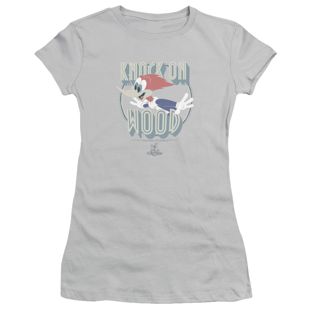 Woody Woodpecker - Knock On Wood - Short Sleeve Junior Sheer - Silver T-shirt