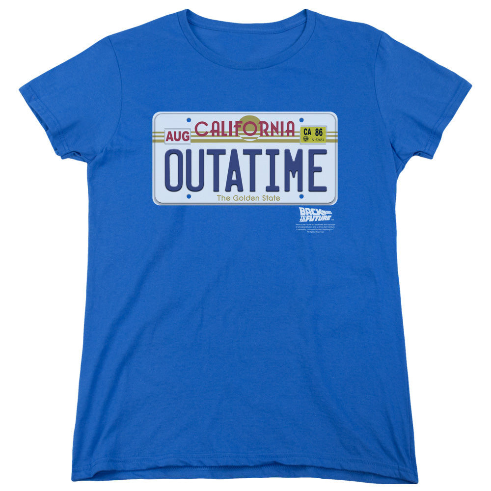 Back To The Future - Outatime Plate - Short Sleeve Womens Tee - Royal Blue T-shirt