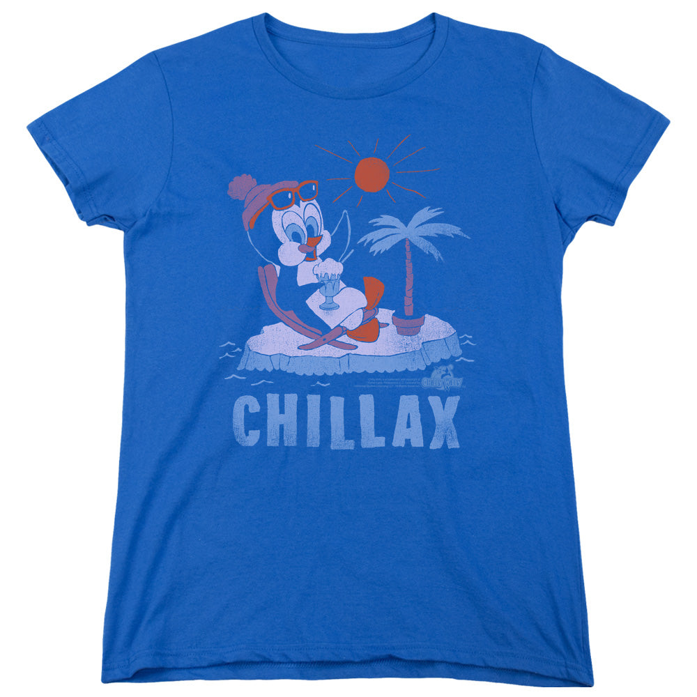 Chilly Willy - Chillax - Short Sleeve Womens Tee - Royal Blue T-shirt