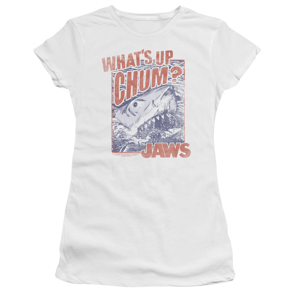 Jaws - Chum - Short Sleeve Junior Sheer - White T-shirt