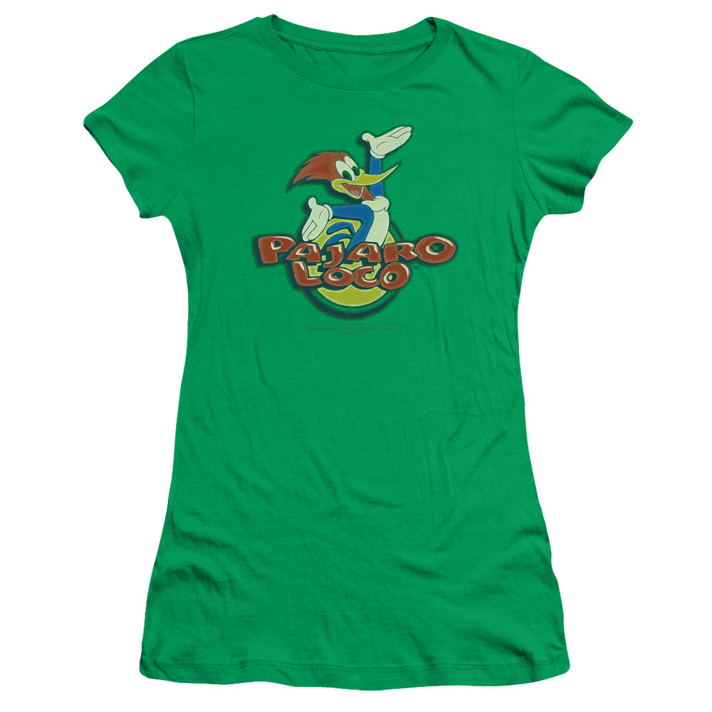 Woody Woodpecker - Loco - Short Sleeve Junior Sheer - Kelly Green T-shirt