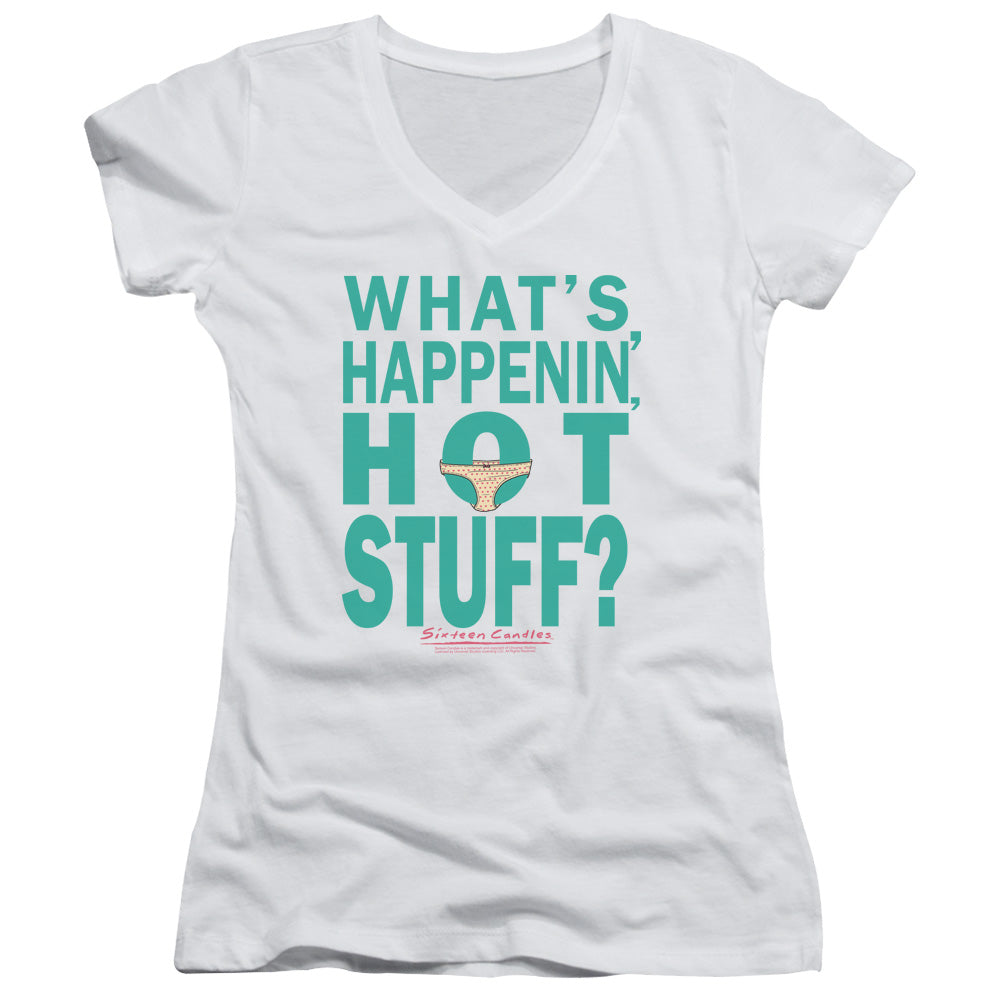 Breakfast Club - Whats Happenin - Junior V-neck - White - Sm - White