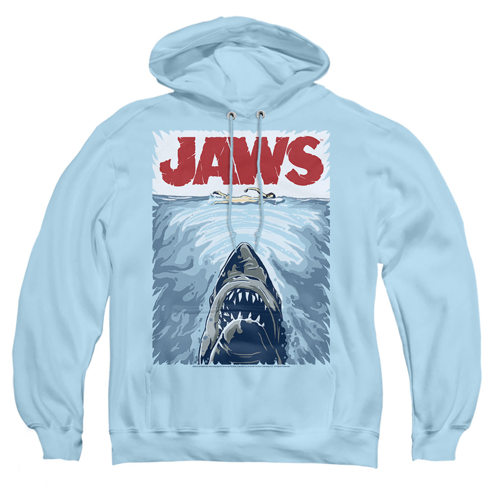Jaws - Graphic Poster - Adult Pull-over Hoodie - Light Blue