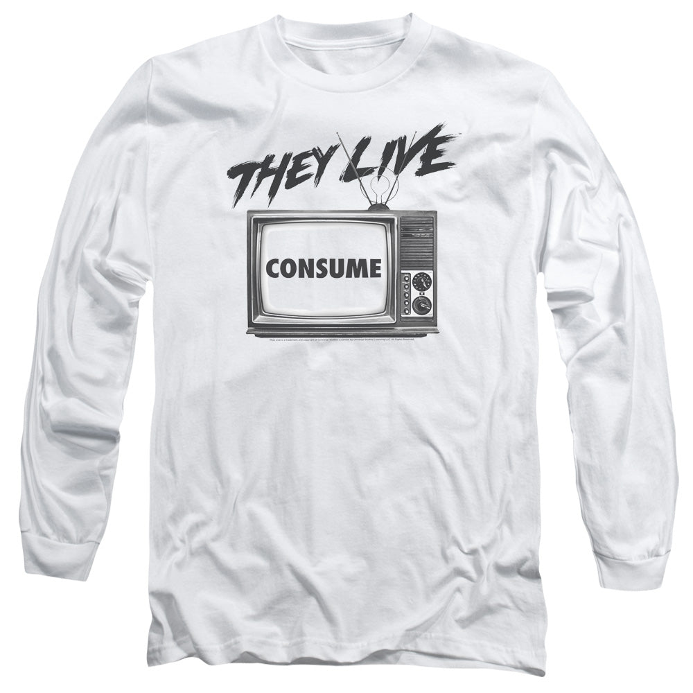 They Live - Consume - Long Sleeve Adult 18/1 - White T-shirt