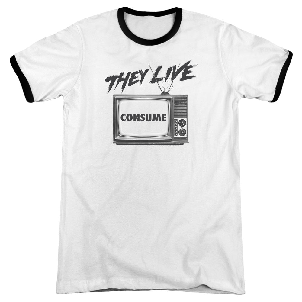 They Live - Consume - Adult Ringer - White/black