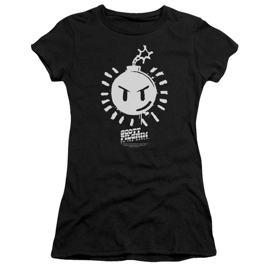 Scott Pilgrim - Sex Bob Omb Logo - Short Sleeve Junior Sheer - Black T-shirt