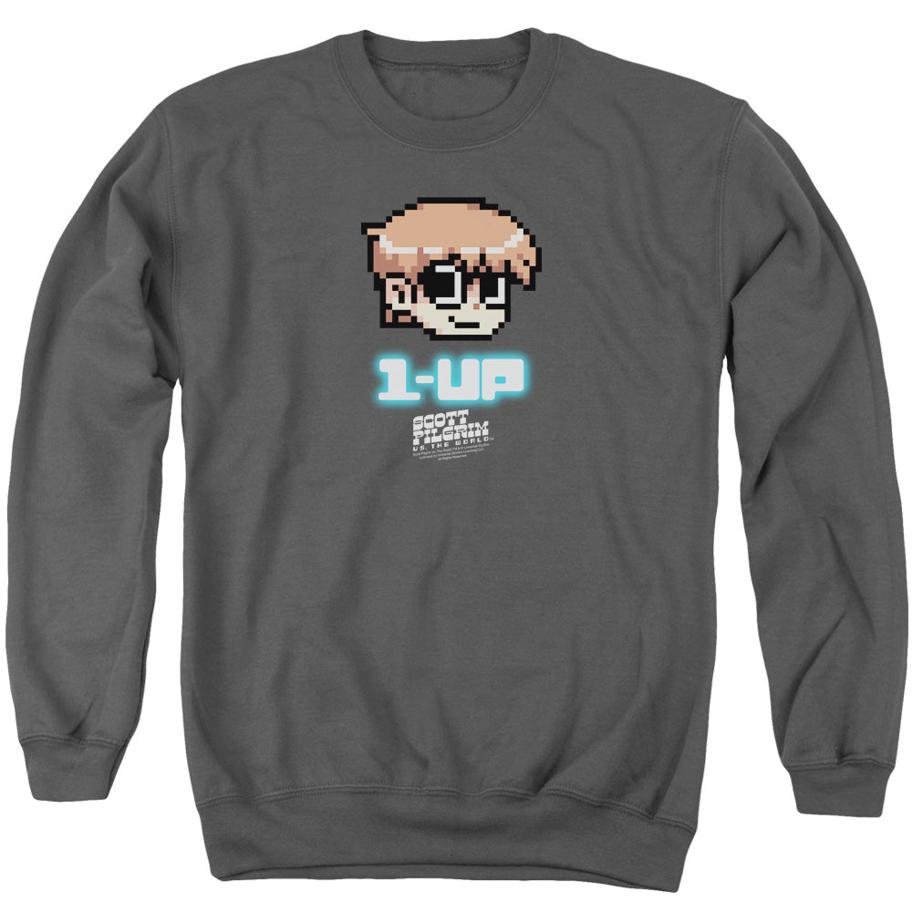 Scott Pilgrim - 1 Up - Adult Crewneck Sweatshirt - Charcoal