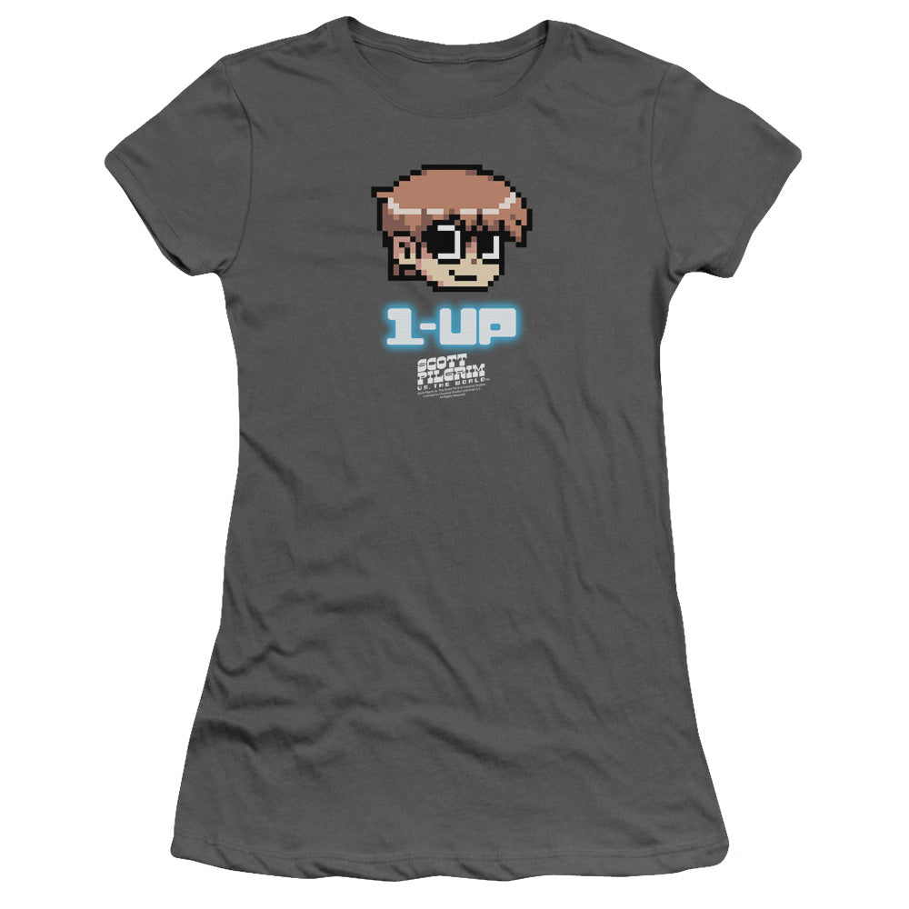 Scott Pilgrim - 1 Up - Short Sleeve Junior Sheer - Charcoal T-shirt