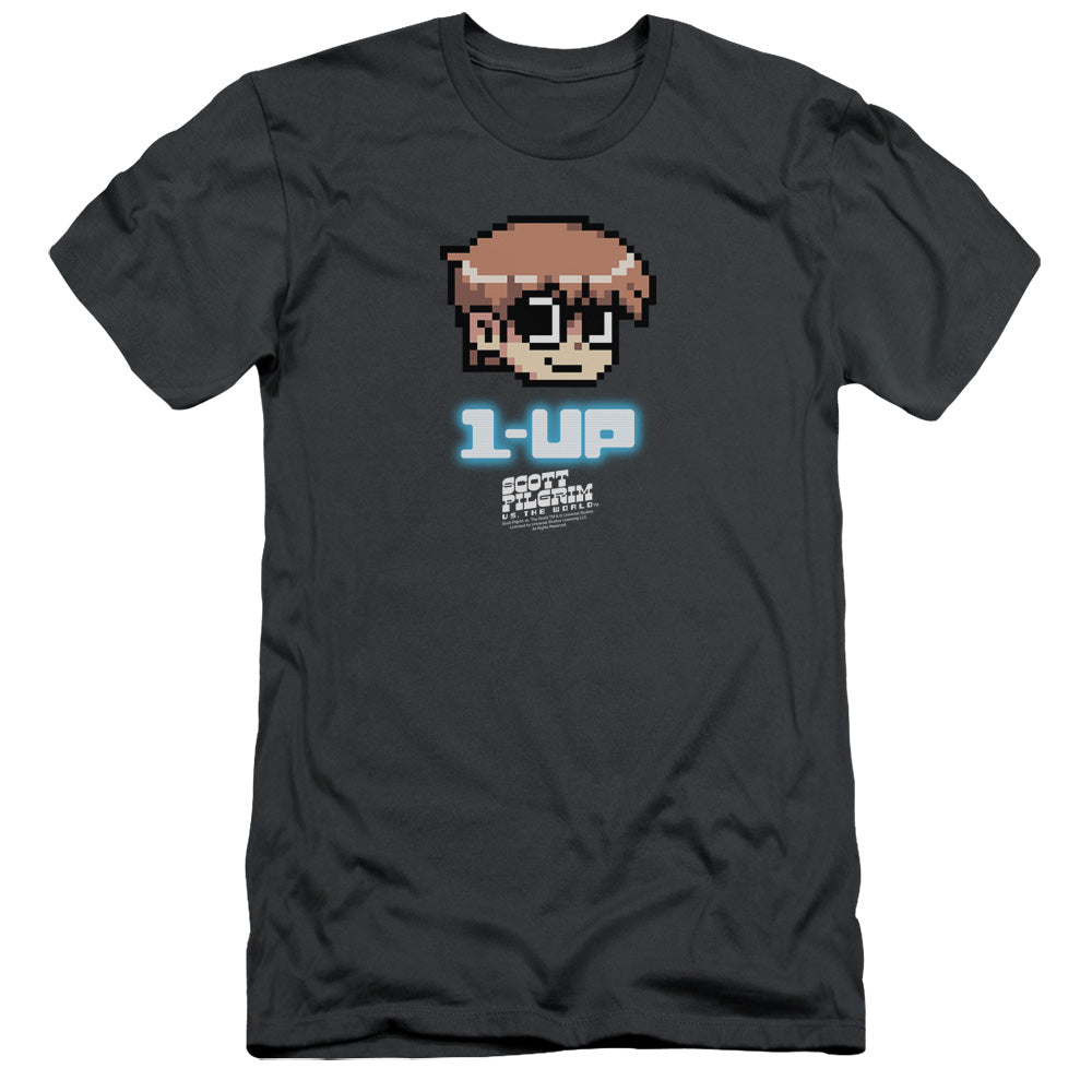 Scott Pilgrim - 1 Up - Short Sleeve Adult 30/1 - Charcoal T-shirt