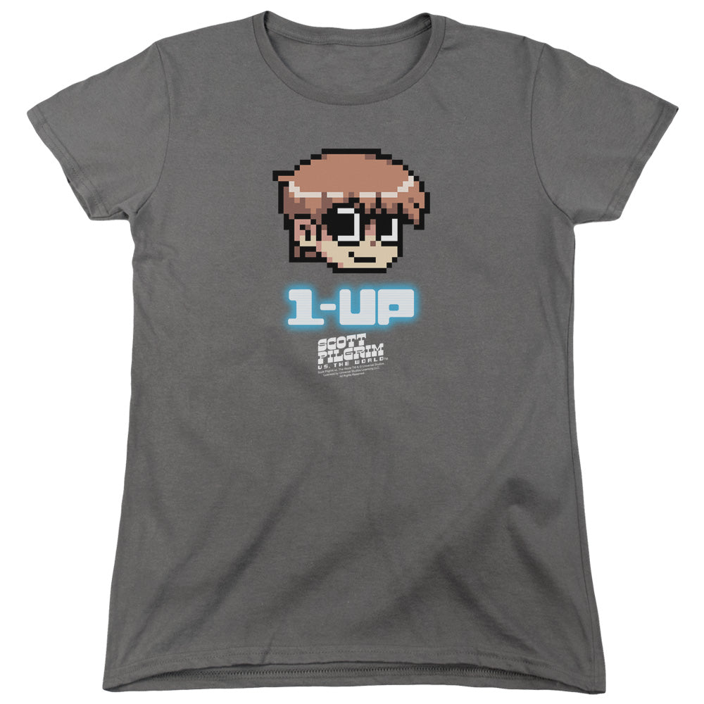 Scott Pilgrim - 1 Up - Short Sleeve Womens Tee - Charcoal T-shirt